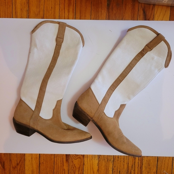 UO Leslie Tall Two Tone Colorblock Cowboy Boots NWOT Size 9 - Picture 4 of 12